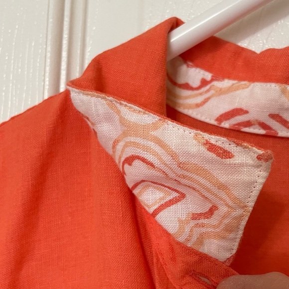 Chico’s No Iron Women’s Size L button down orange Linen - Picture 4 of 10